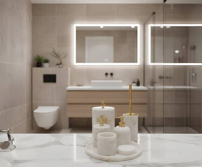 Afyon Beyaz Mermer 7'li Banyo Seti Gold Aksesuar