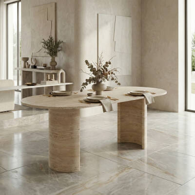 Areco Traverten Yemek Masası