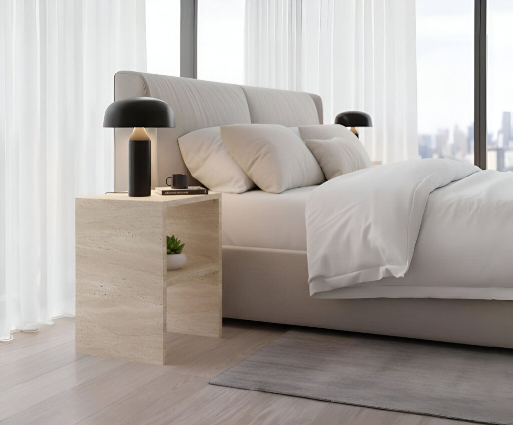 Bedy Traverten Yan Sehpa  - 1