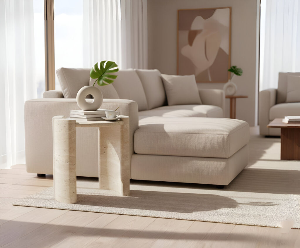 Elista Traverten Yan Sehpa  - 1