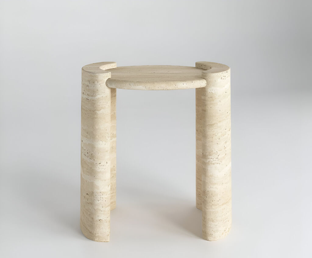 Elista Traverten Yan Sehpa  - 2