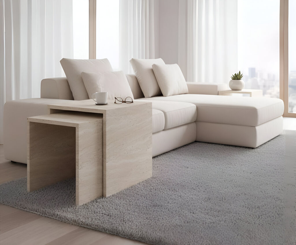 Lamine Traverten Yan Sehpa - 1