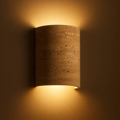 LULE Traverten Silindirik Duvar Apliği