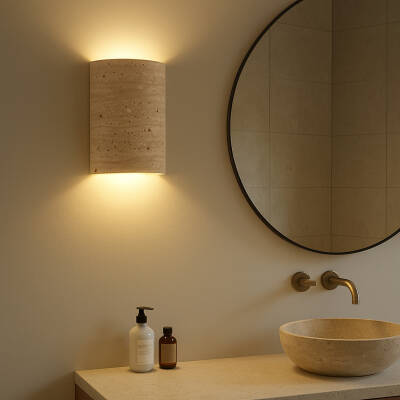 LULE Traverten Silindirik Duvar Apliği - 4