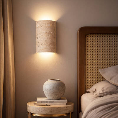 LULE Traverten Silindirik Duvar Apliği - 5