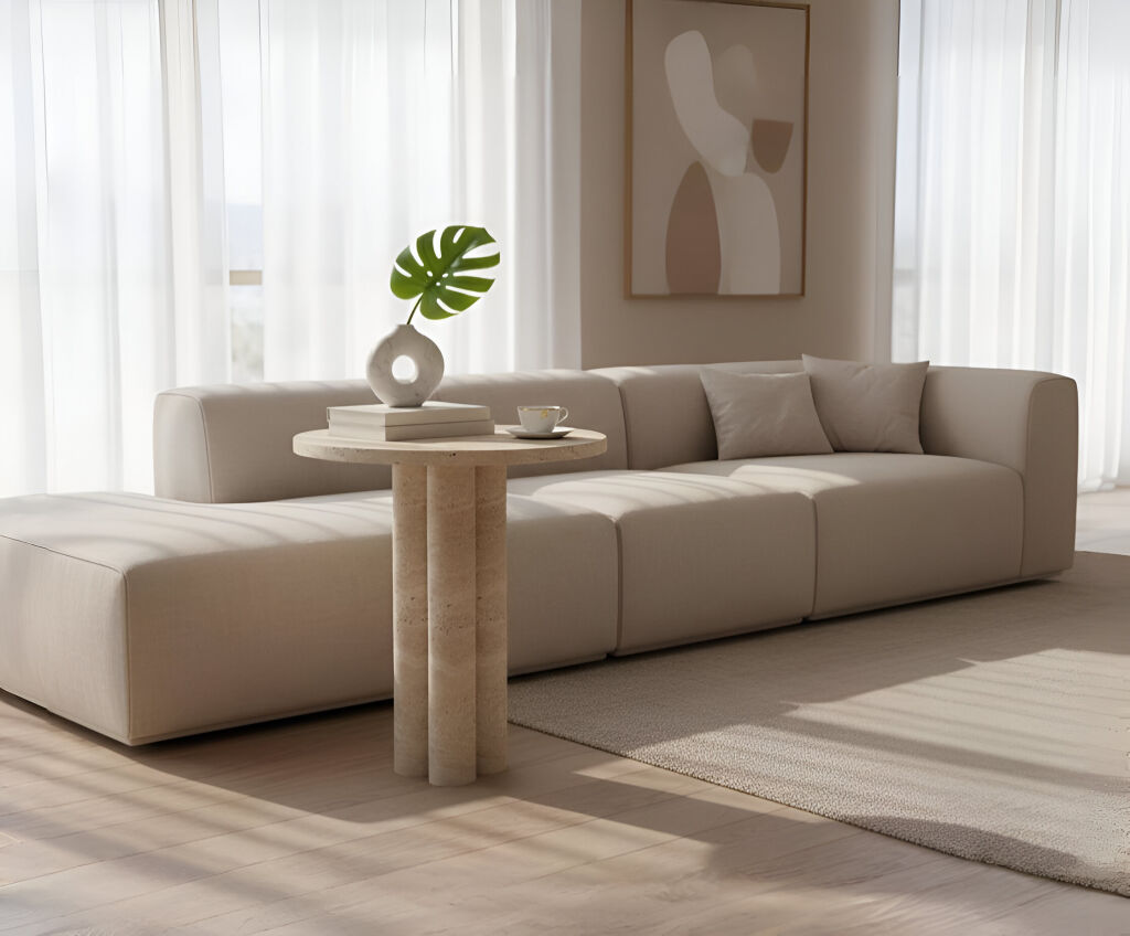 Peçora Traverten Yan Sehpa - 1