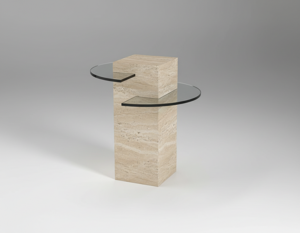 Sileto Traverten Yan Sehpa  - 2