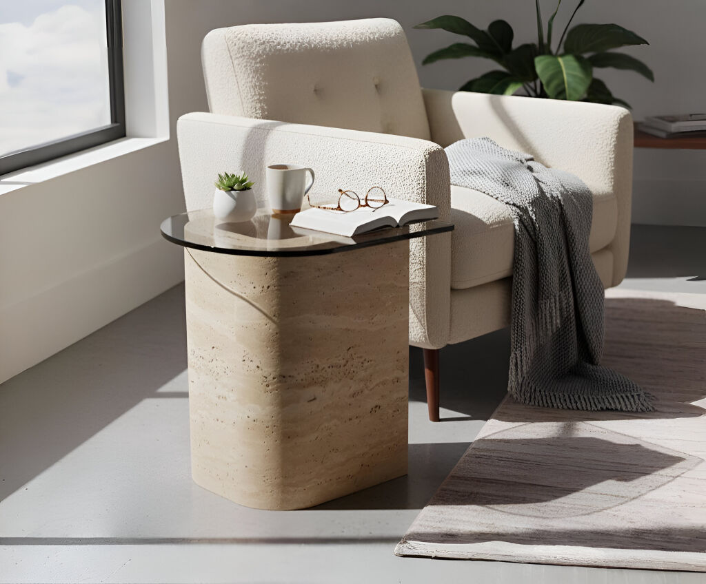 Tonya Traverten Yan Sehpa - 1