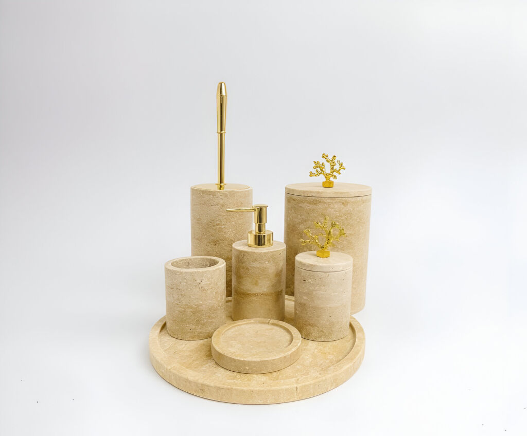 Traverten 7'li Banyo Seti Gold Aksesuar - 2