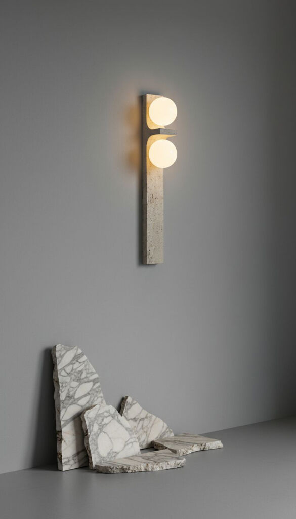 UNA Traverten Çift Küreli Duvar Apliği - 4