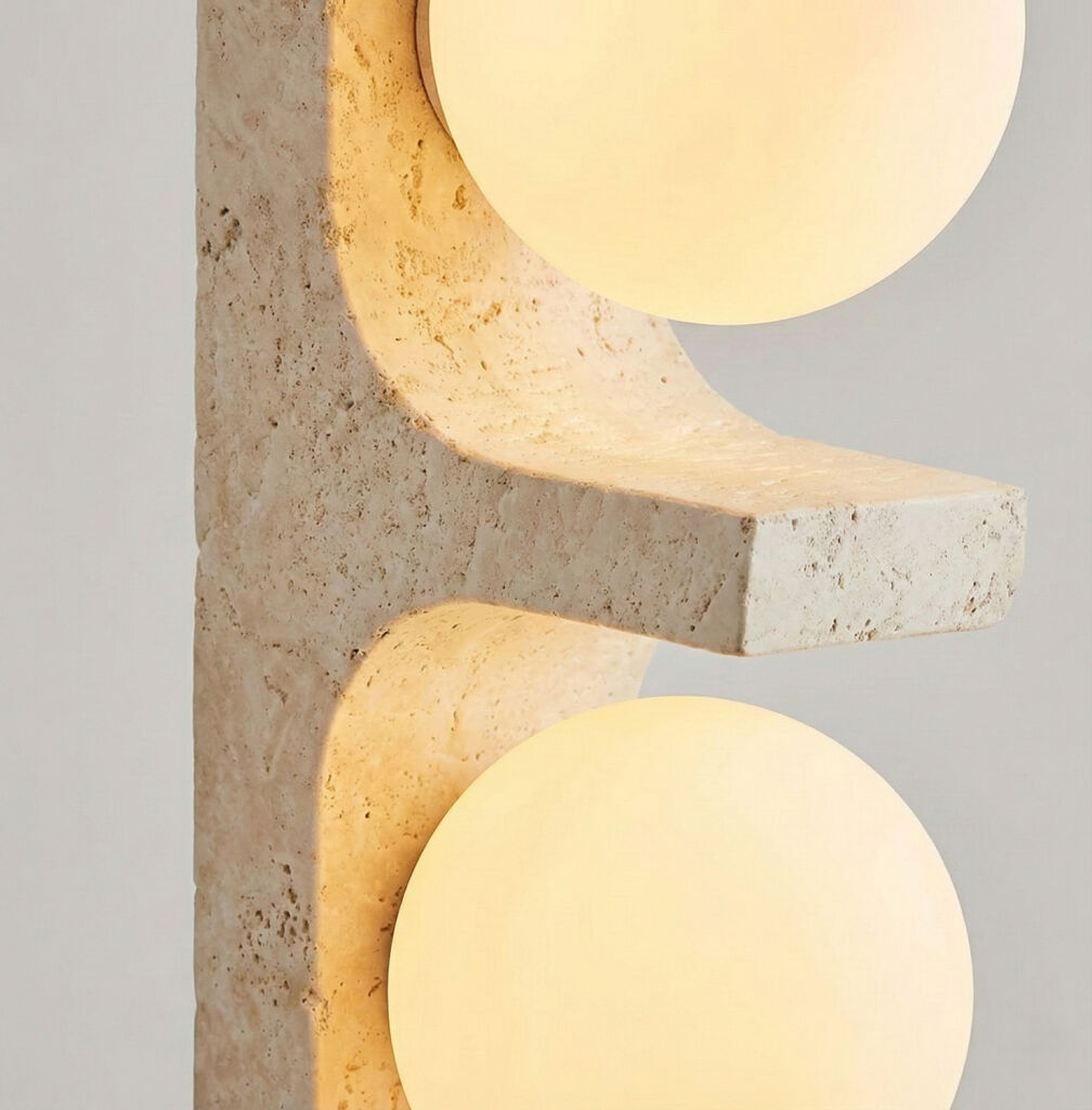 UNA Traverten Çift Küreli Duvar Apliği - 6