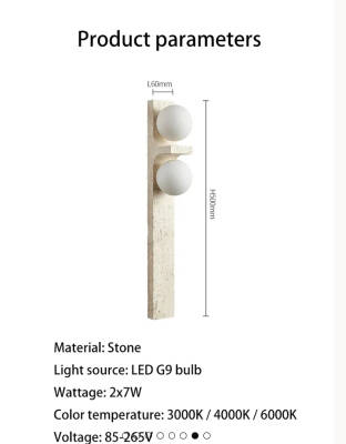 UNA Traverten Çift Küreli Duvar Apliği - 8