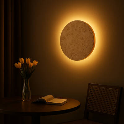 VAASA Traverten Dairesel Duvar Apliği - 4