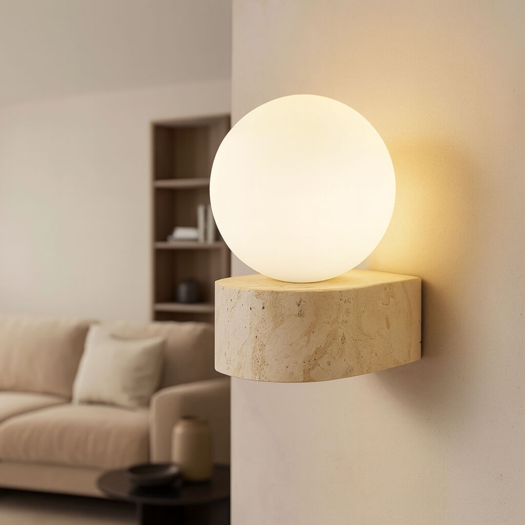 VANERN Traverten Raflı Küre Duvar Apliği - 1