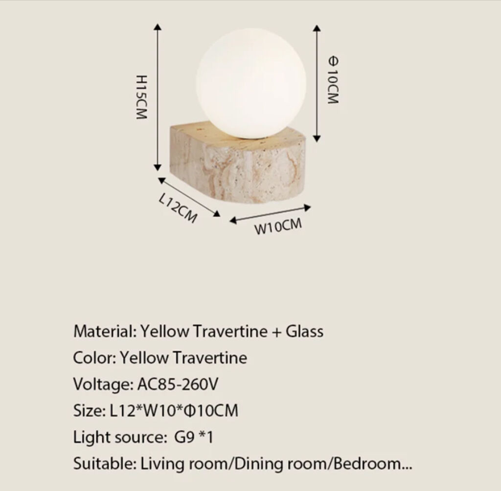 VANERN Traverten Raflı Küre Duvar Apliği - 3